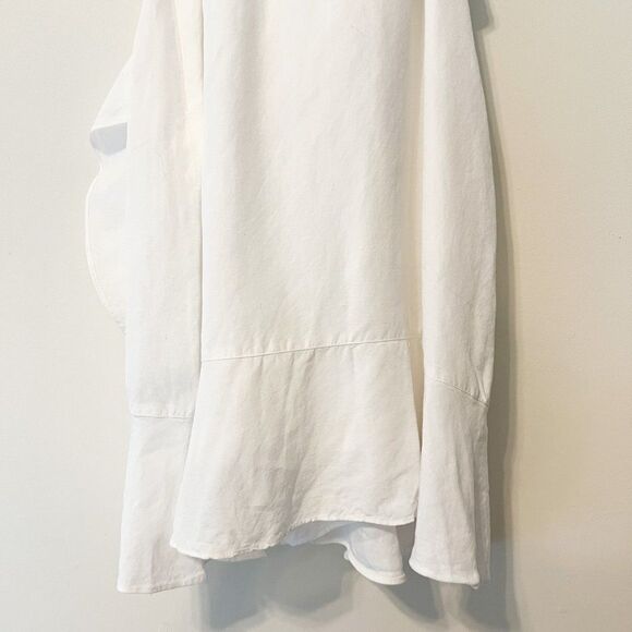 Banana Republic White Linen Blend Ruffle Wrap Spaghetti Strap Dress 14 Petite - Picture 9 of 9
